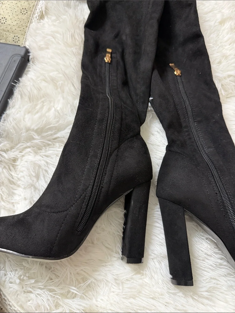 Black Over-the-Knee Pointed Toe Boots